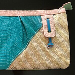 NWT VOLUM - Large Wristlet Clutch - Vegan Leather and Mixed Textile